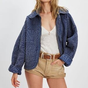 Free People Textured Blue Jacket